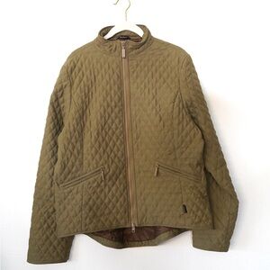 VTG Barbour Women Olive Green Quilted Double Zip Up Full Lined Jacket 10